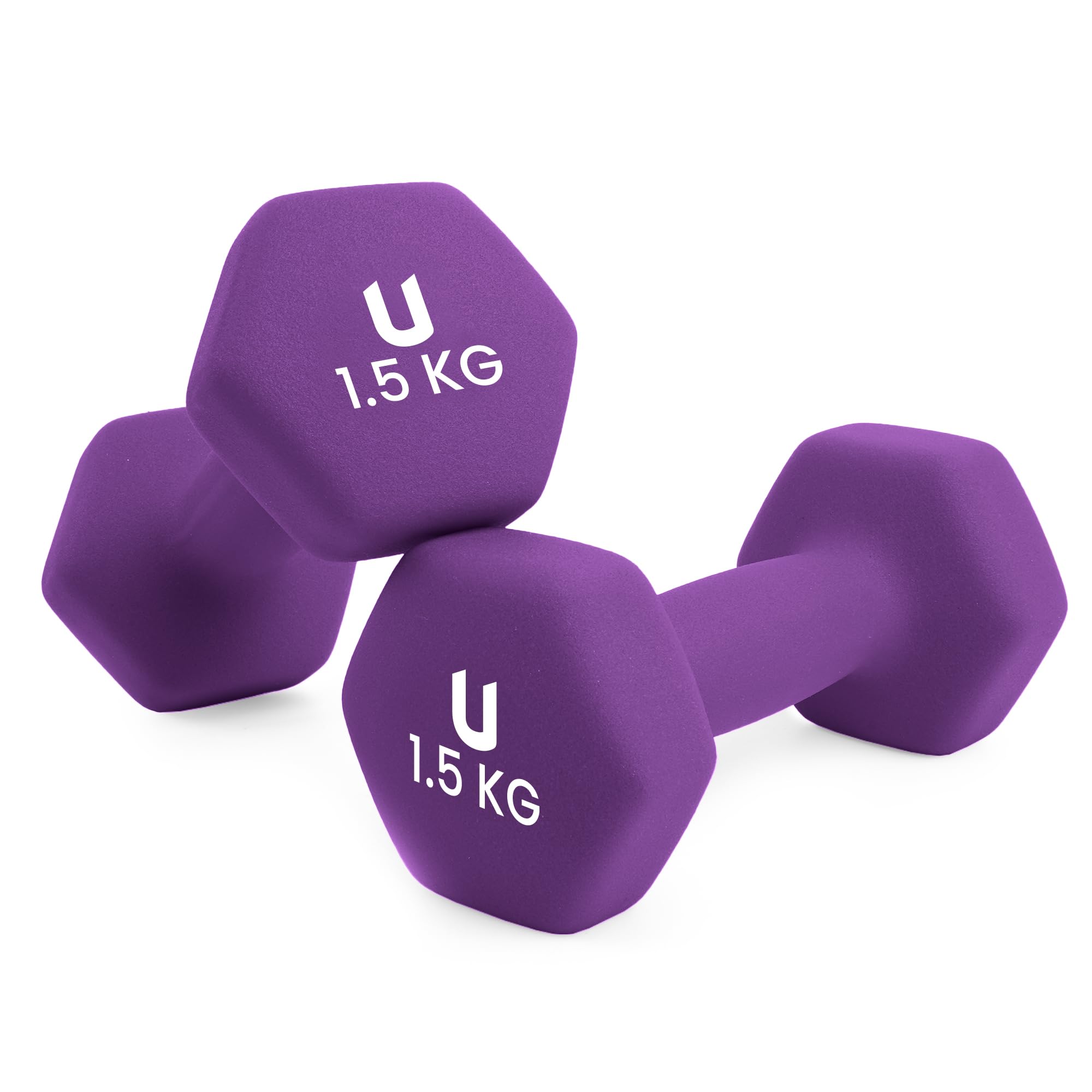unycos - Non-slip dumbbells and dumbbells: Iron | Neoprene: from 1 kg to 10 kg - Soft to the touch for men and women, ergonomic design, anti-rolling, home gym, fitness