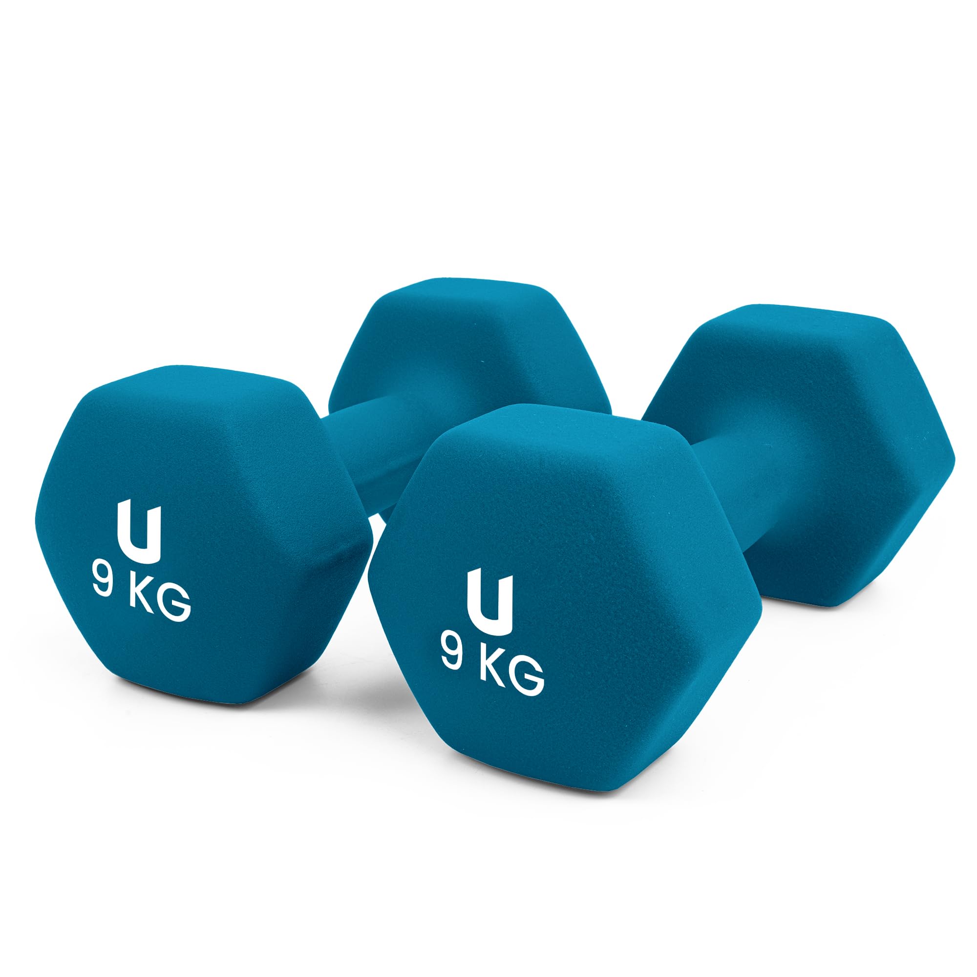 unycos - Non-slip dumbbells and dumbbells: Iron | Neoprene: from 1 kg to 10 kg - Soft to the touch for men and women, ergonomic design, anti-rolling, home gym, fitness