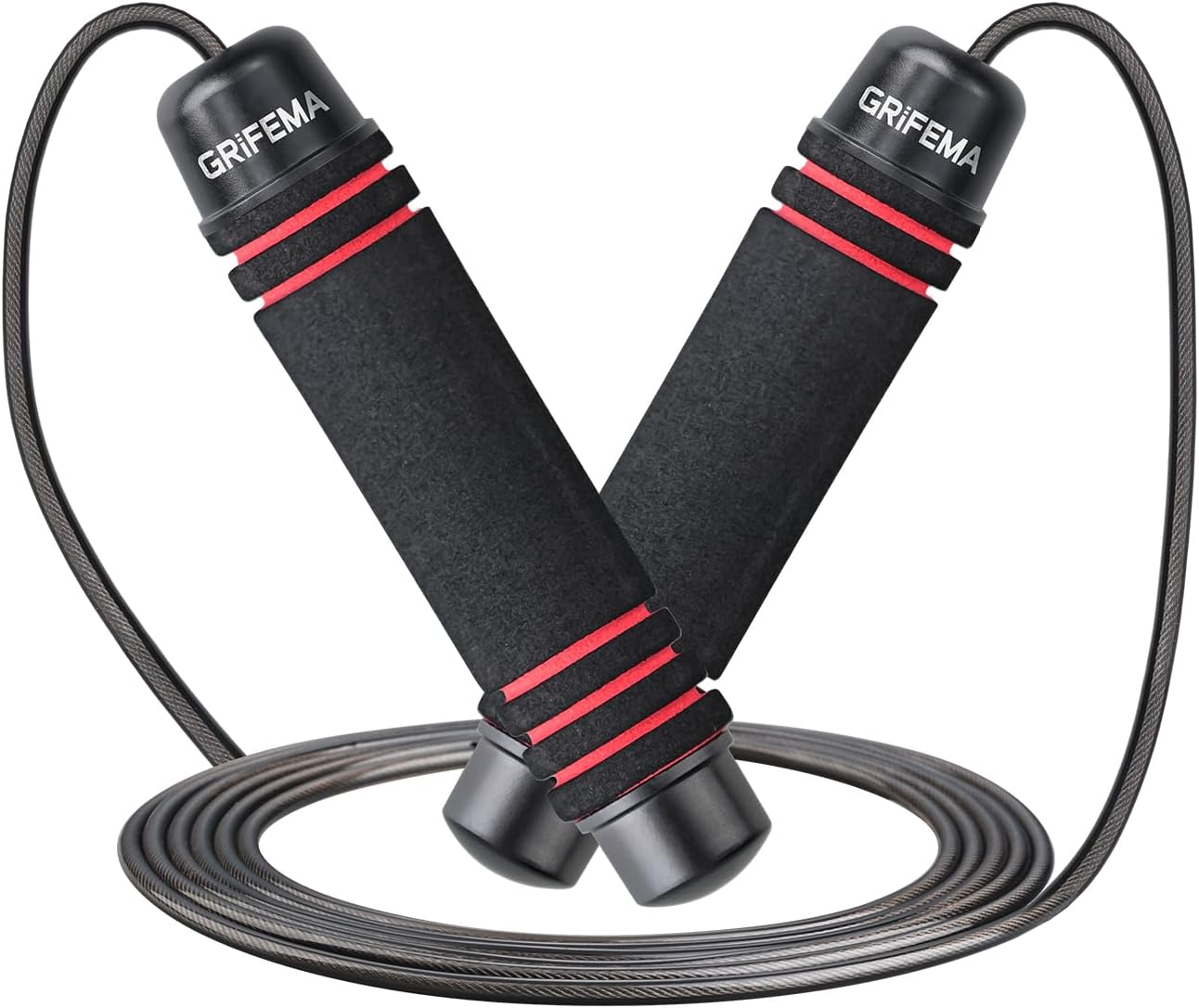 GRIFEMA GA5004 Skipping Rope, Skipping Rope with Non-Slip Foam Handle, for Adults and Children, 2.8 Metres, Black
