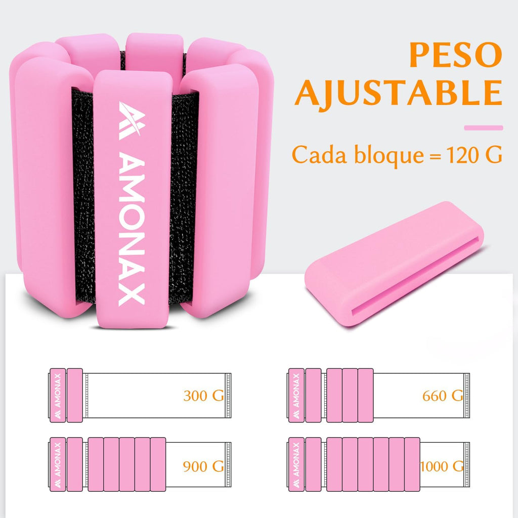 Amonax Adjustable Ankle Weights, Ankle Weights Gym Ankle Weights for Women and Men, 2 x 0.5 kg/1 kg Ankle Weights, Pilates Wrist Weights and Ankle Weights for Yoga, Dance