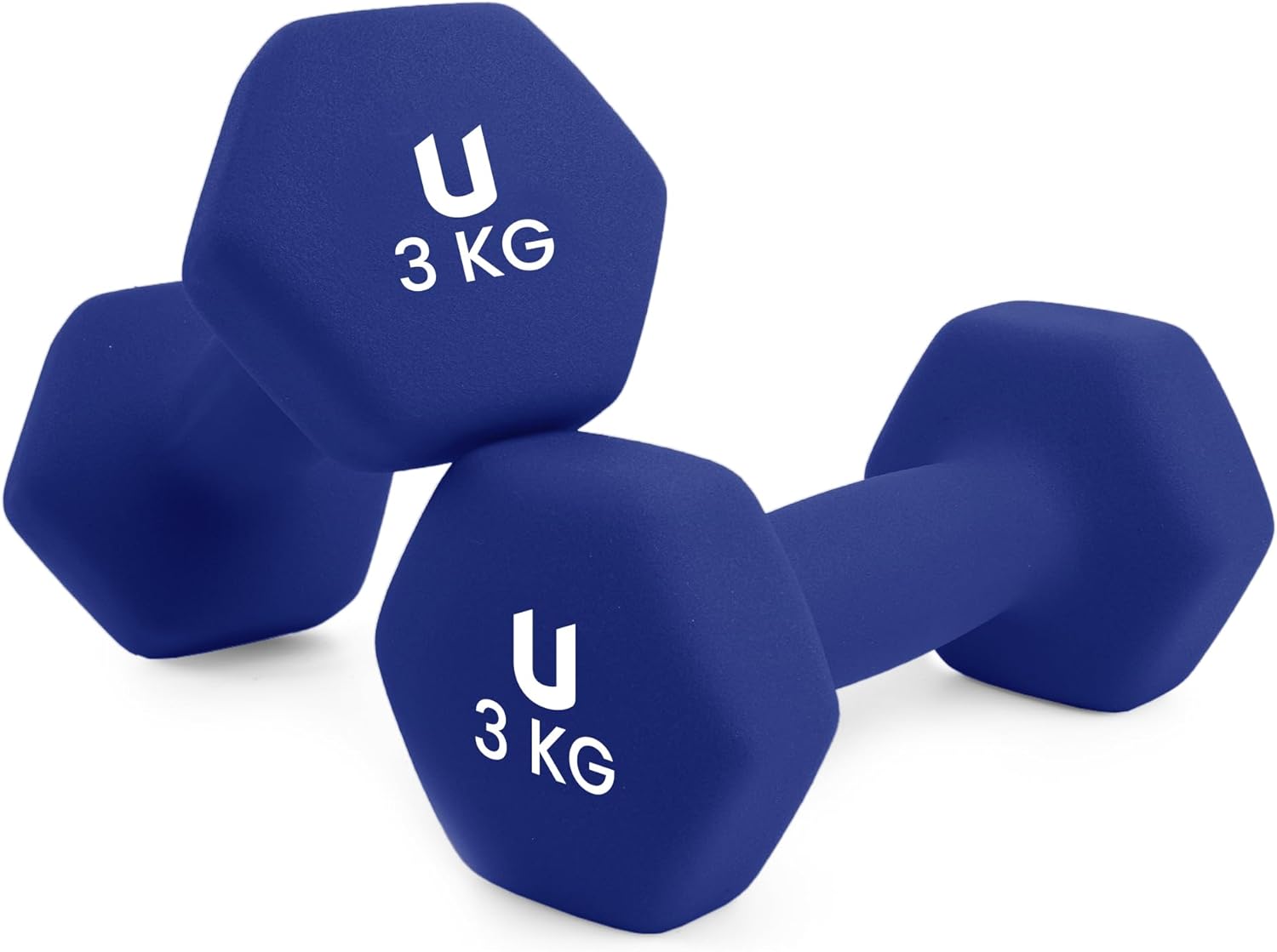 unycos - Non-slip dumbbells and dumbbells: Iron | Neoprene: from 1 kg to 10 kg - Soft to the touch for men and women, ergonomic design, anti-rolling, home gym, fitness