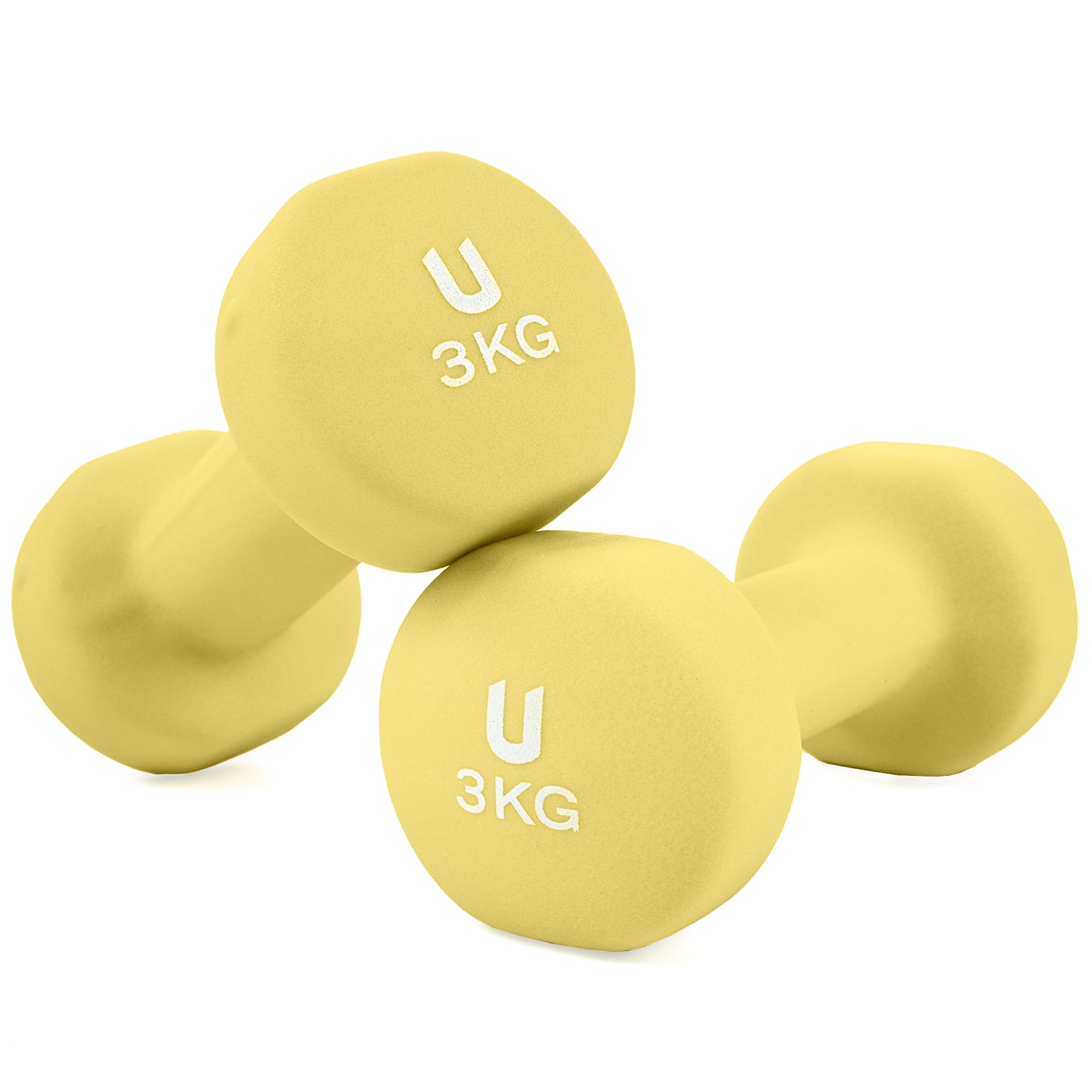 unycos - Non-slip dumbbells and dumbbells: Iron | Neoprene: from 1 kg to 10 kg - Soft to the touch for men and women, ergonomic design, anti-rolling, home gym, fitness