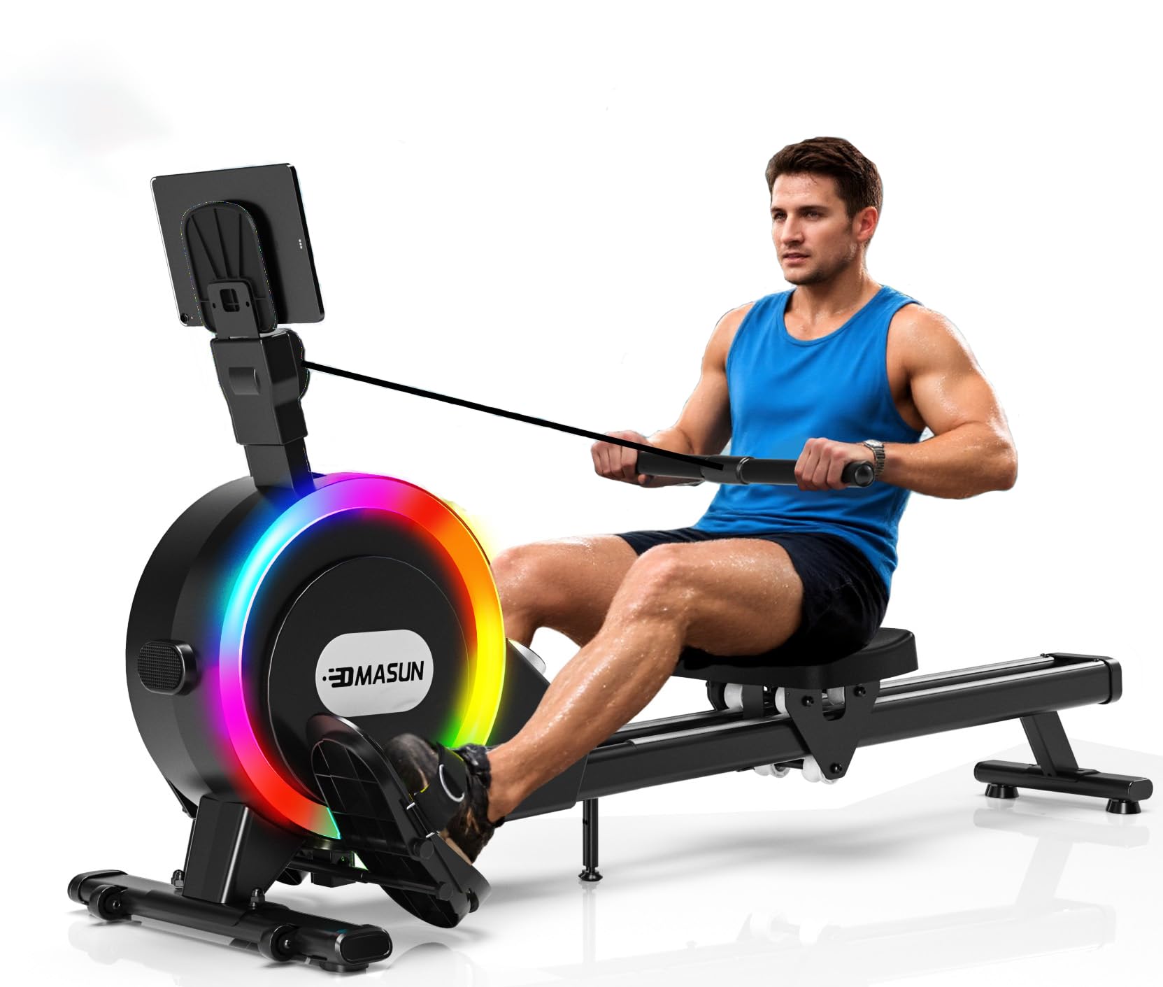 Home Rowing Machine, 16/32 Resistance Levels, Silent Magnetic Rowing with Main Stream App, Improved Double Rails for Added Stability
