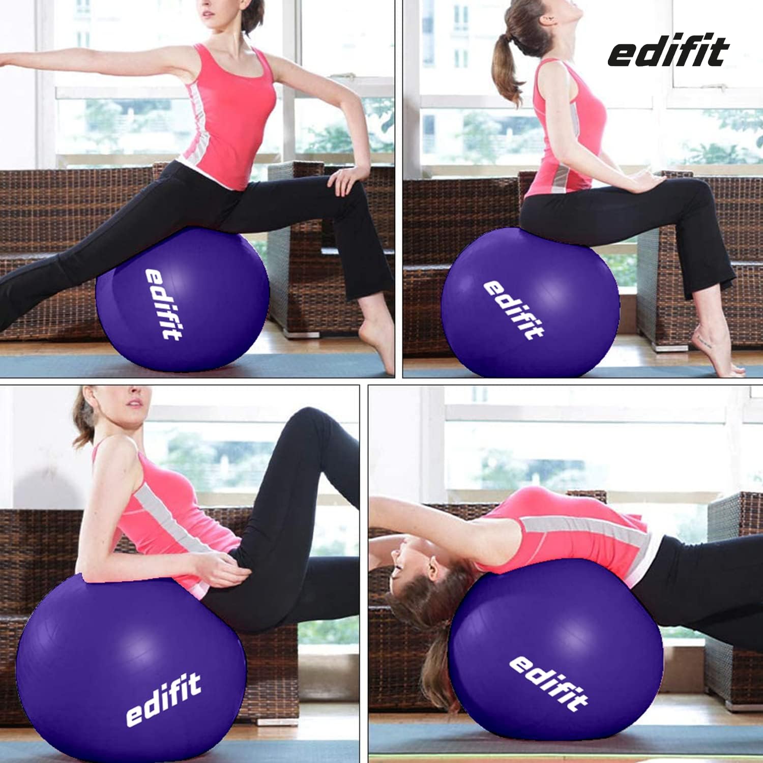 Pilates Ball, 55, 65 and 75 cm, Home Exercise, Includes Pump, Fitball, Pregnant, Yoga Accessories, Various Sizes