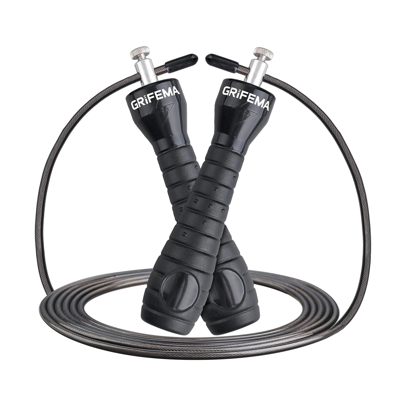 GRIFEMA GA5004 Skipping Rope, Skipping Rope with Non-Slip Foam Handle, for Adults and Children, 2.8 Metres, Black