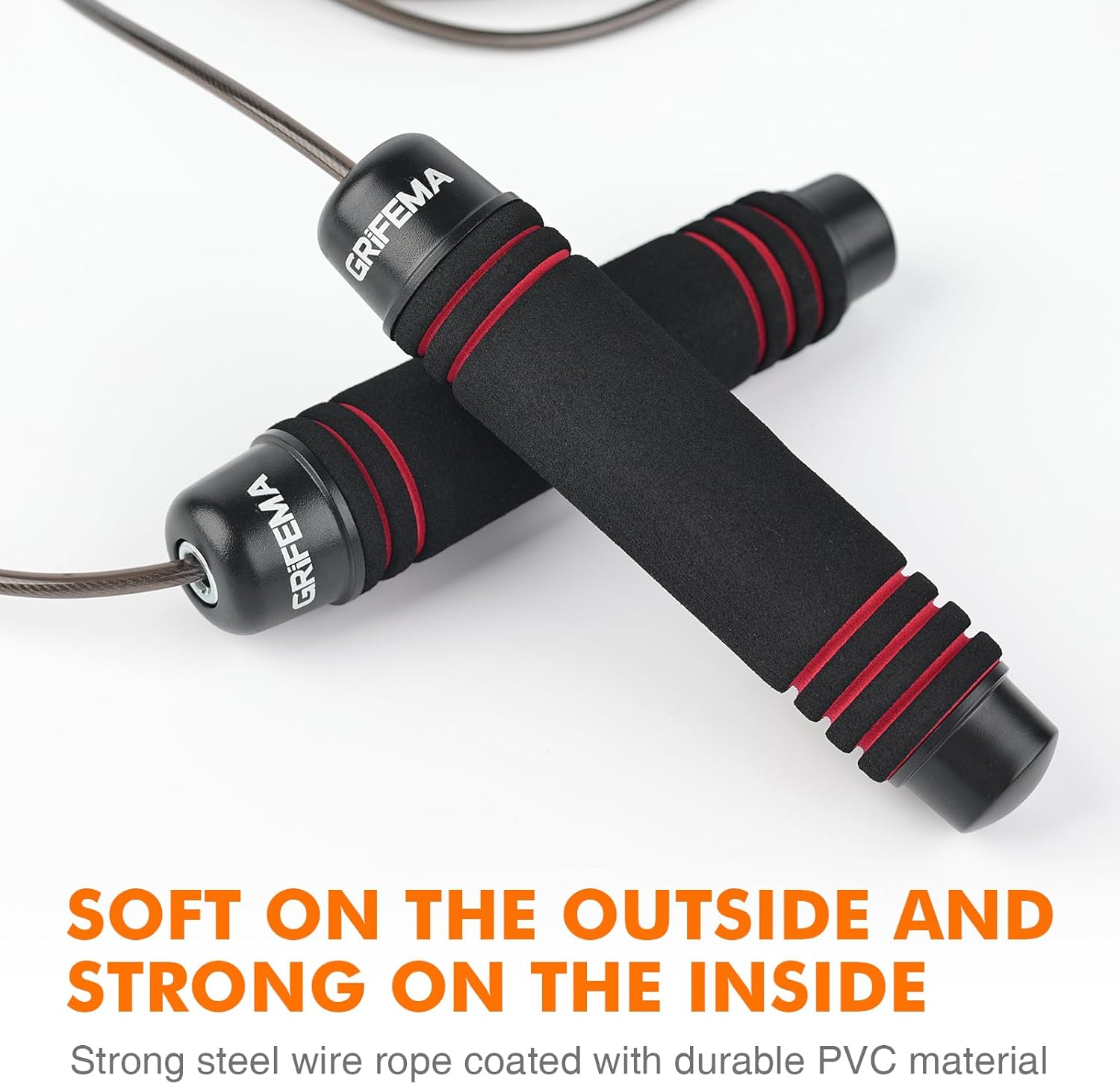 GRIFEMA GA5004 Skipping Rope, Skipping Rope with Non-Slip Foam Handle, for Adults and Children, 2.8 Metres, Black