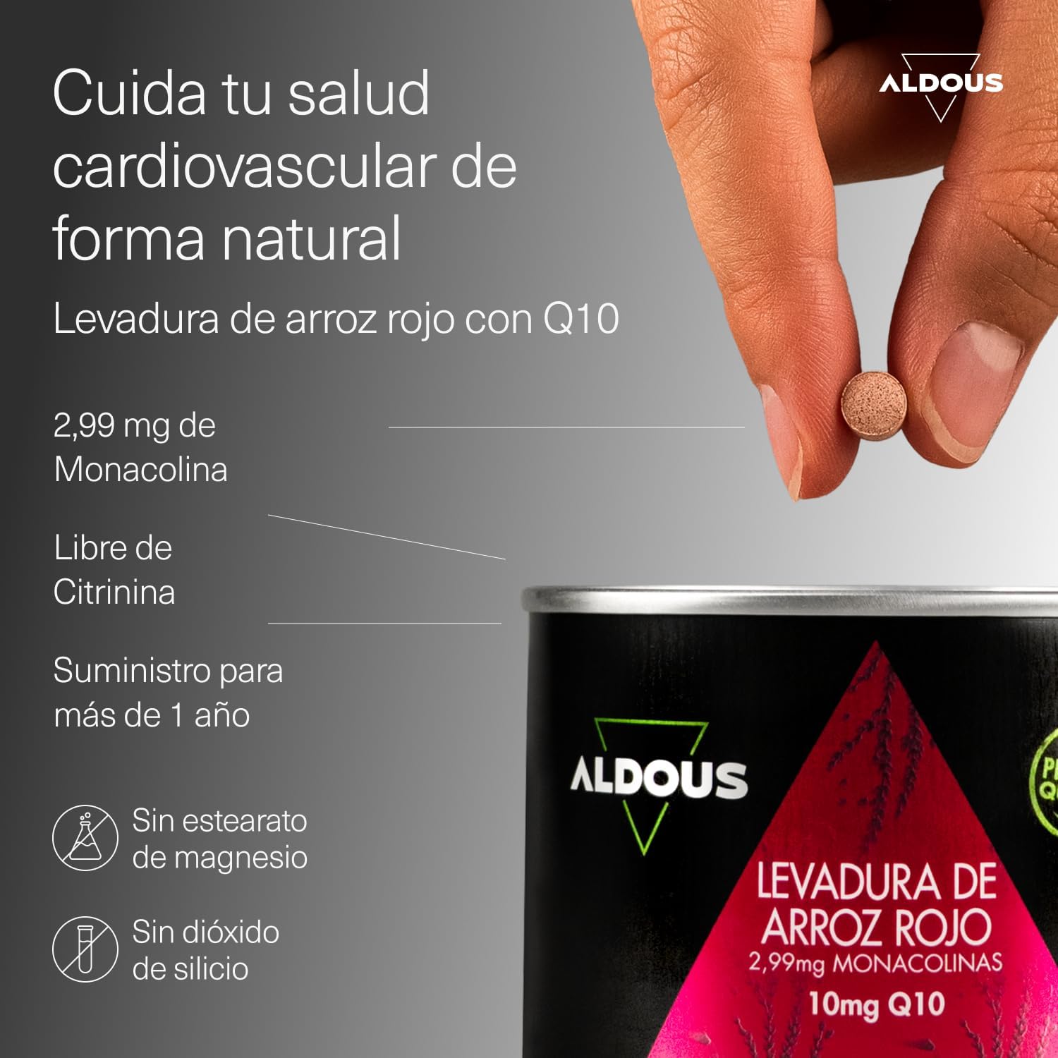 Red Rice Yeast Coenzyme Q10 Lower Your Cholesterol - 400 Tablets - Normal Heart Function - For Over 1 Year - 2.99 mg Pure Monacolin - Citrinine Free - Monacolin K - ALDOUS