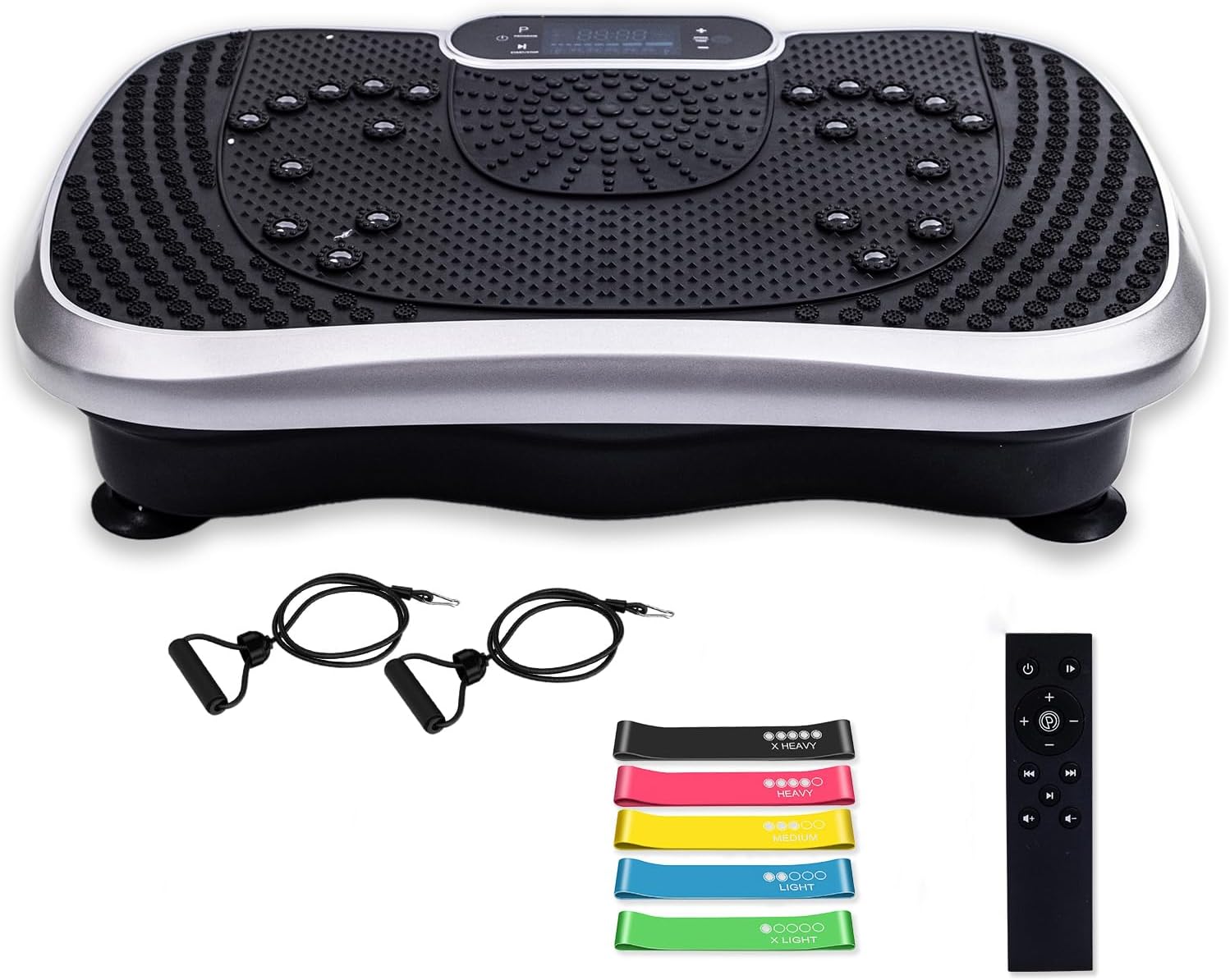 WeightWorld Vibration Platform – 99 Speeds, Massager, Bluetooth Speaker and Elastic Bands – Muscle Vibration Platform for Exercise at Home with Remote Control and 5 Programs