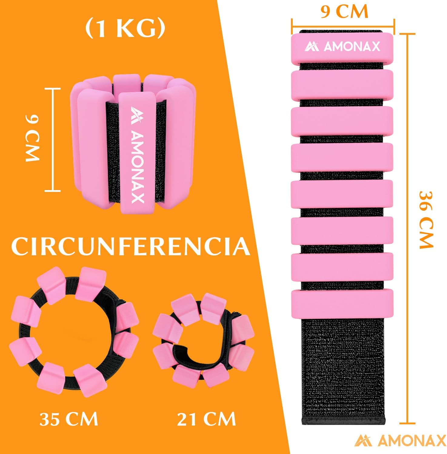 Amonax Adjustable Ankle Weights, Ankle Weights Gym Ankle Weights for Women and Men, 2 x 0.5 kg/1 kg Ankle Weights, Pilates Wrist Weights and Ankle Weights for Yoga, Dance