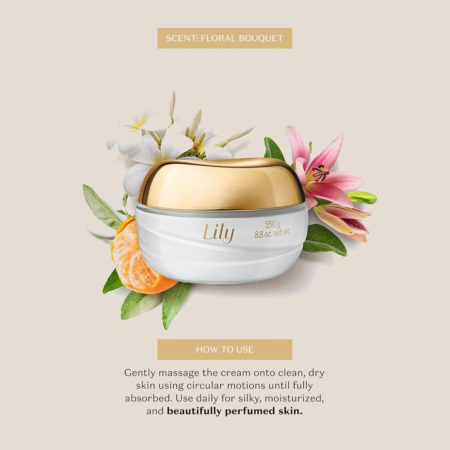O Boticário Lily Moisturizing Body Cream | Scented Body Lotion | Lily Flower Long Fragrance and 48 Hours of Hydration | 250g