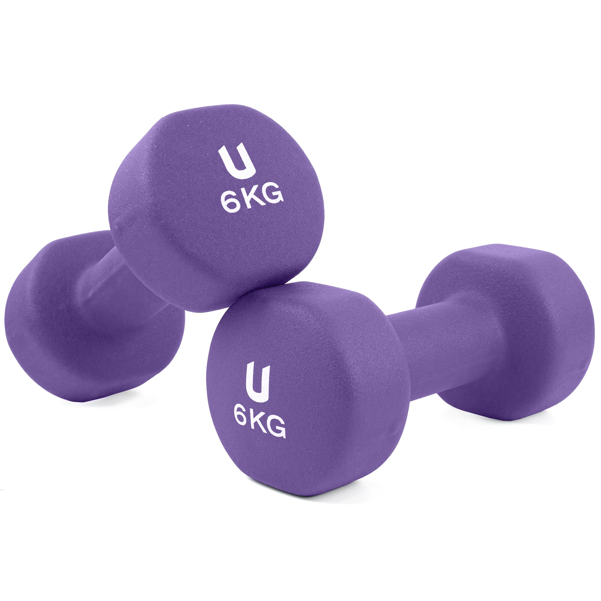 unycos - Non-slip dumbbells and dumbbells: Iron | Neoprene: from 1 kg to 10 kg - Soft to the touch for men and women, ergonomic design, anti-rolling, home gym, fitness