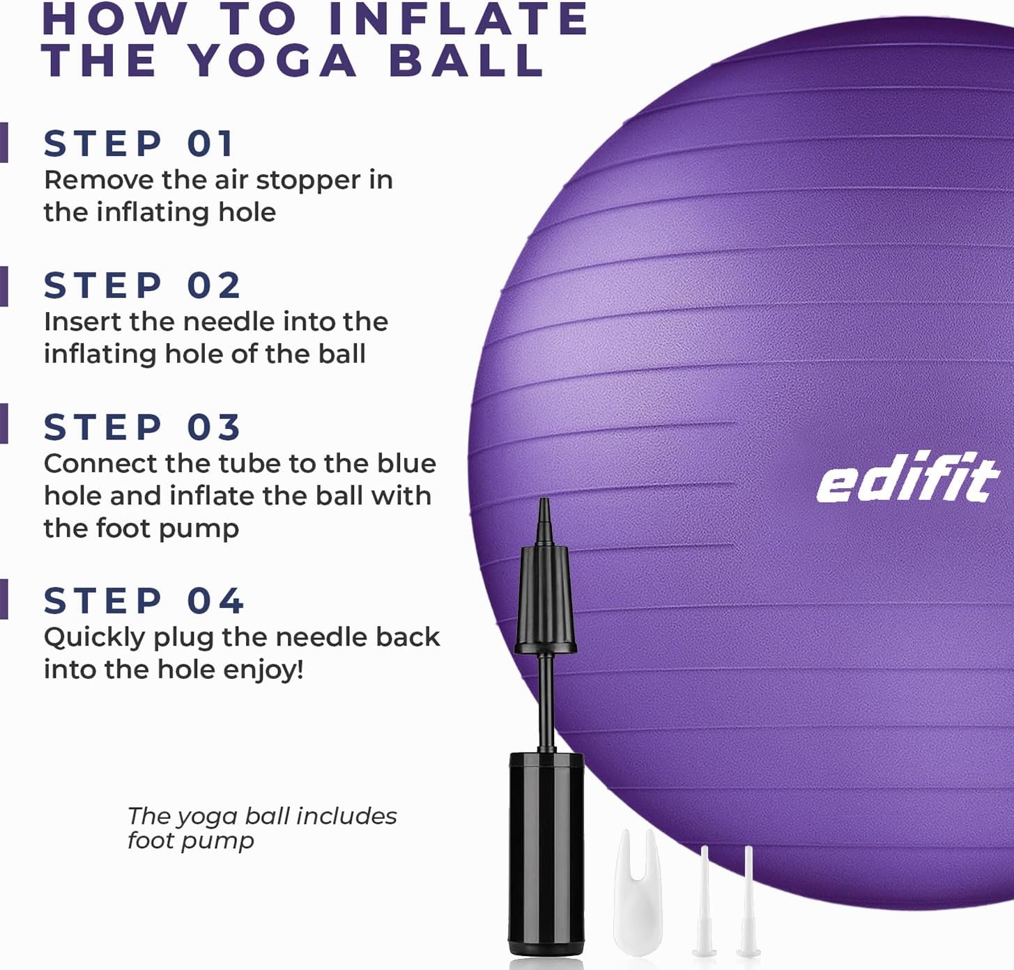 Pilates Ball, 55, 65 and 75 cm, Home Exercise, Includes Pump, Fitball, Pregnant, Yoga Accessories, Various Sizes