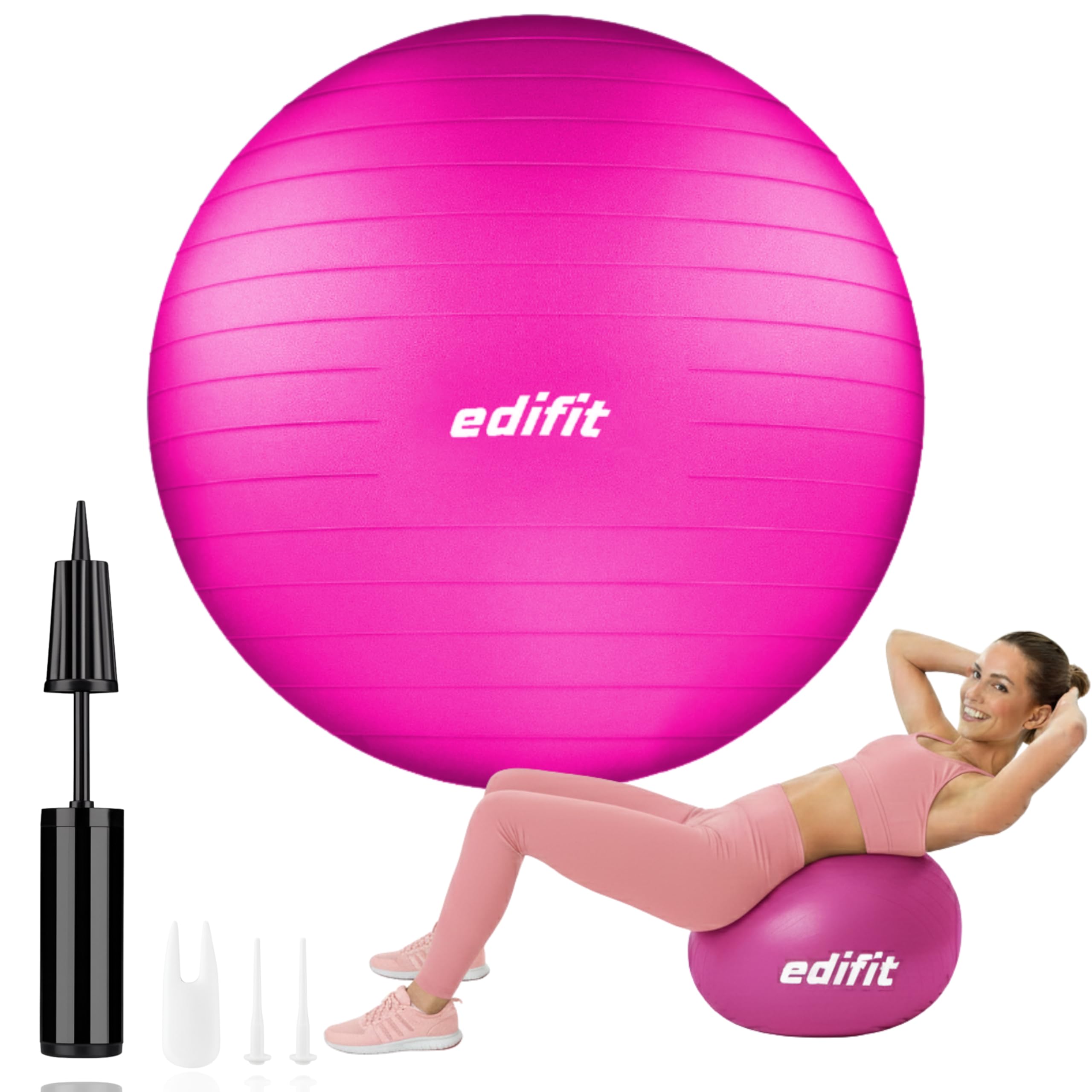 Pilates Ball, 55, 65 and 75 cm, Home Exercise, Includes Pump, Fitball, Pregnant, Yoga Accessories, Various Sizes