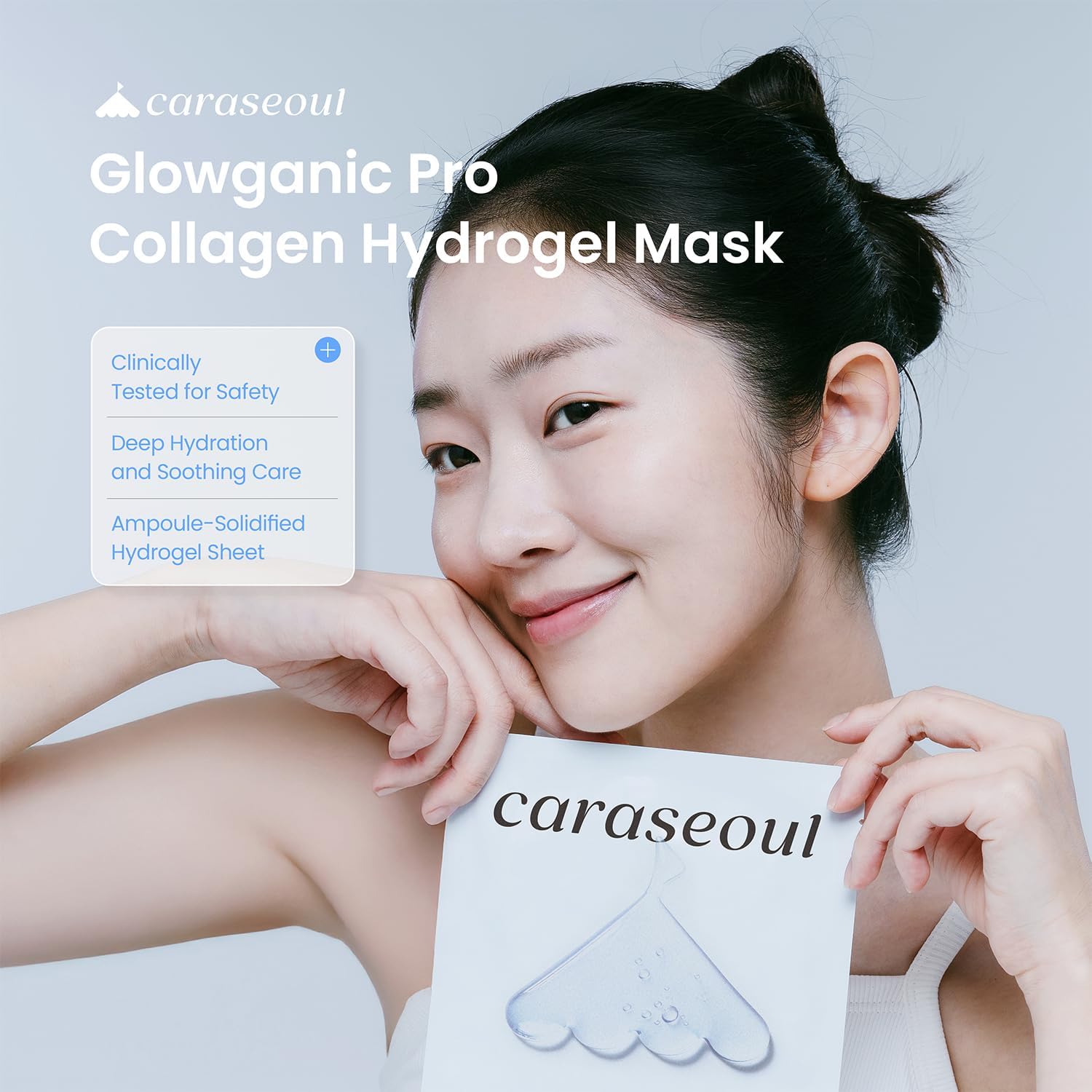 caraseoul Glowganic Pro Collagen Hydrogel Facial Mask - Niacinamide (Vitamin B3) and Adenosine, Moisturizing and Brightening, Minimizes Pores, Korean Skincare, Vegan, Night Masks [4 Pieces]