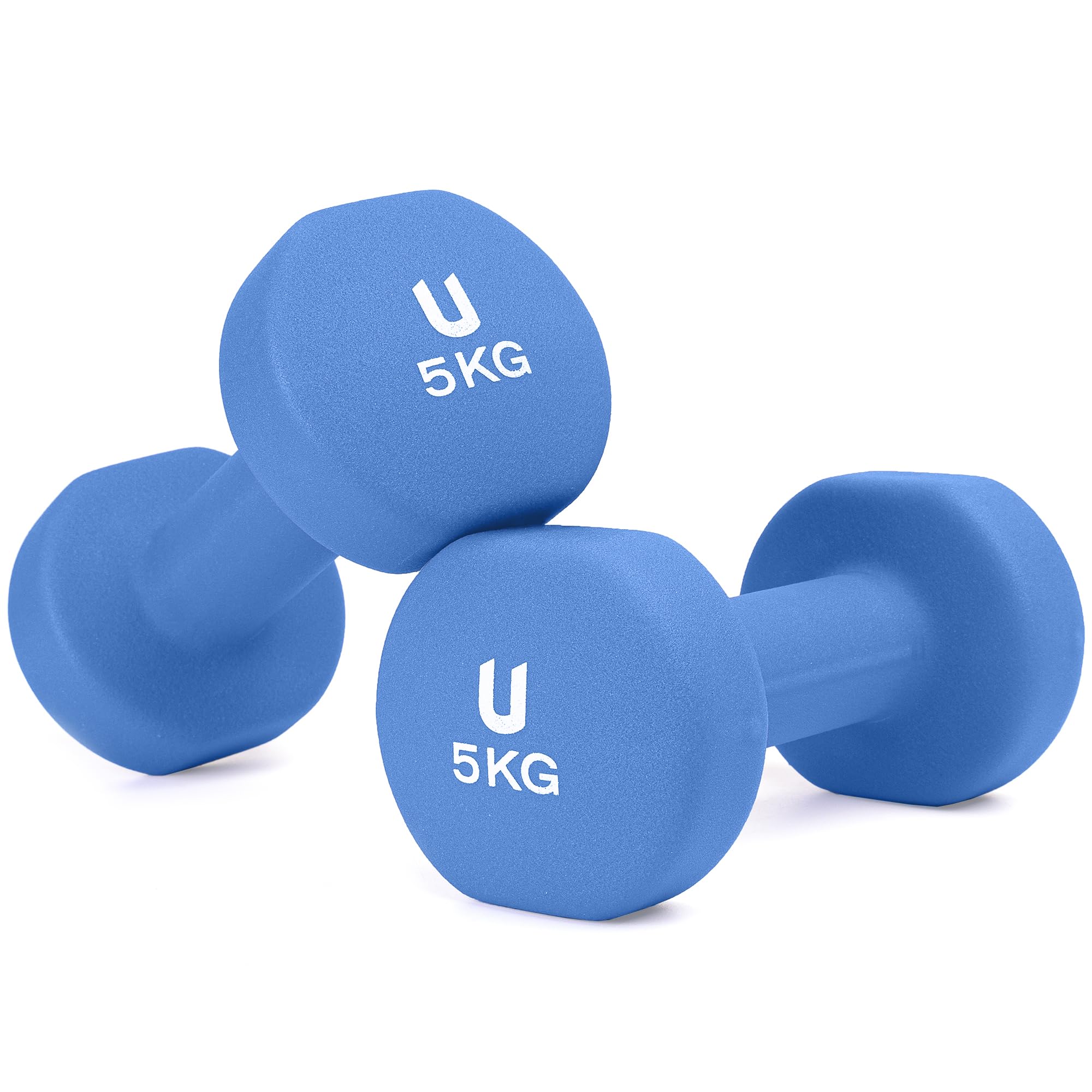 unycos - Non-slip dumbbells and dumbbells: Iron | Neoprene: from 1 kg to 10 kg - Soft to the touch for men and women, ergonomic design, anti-rolling, home gym, fitness