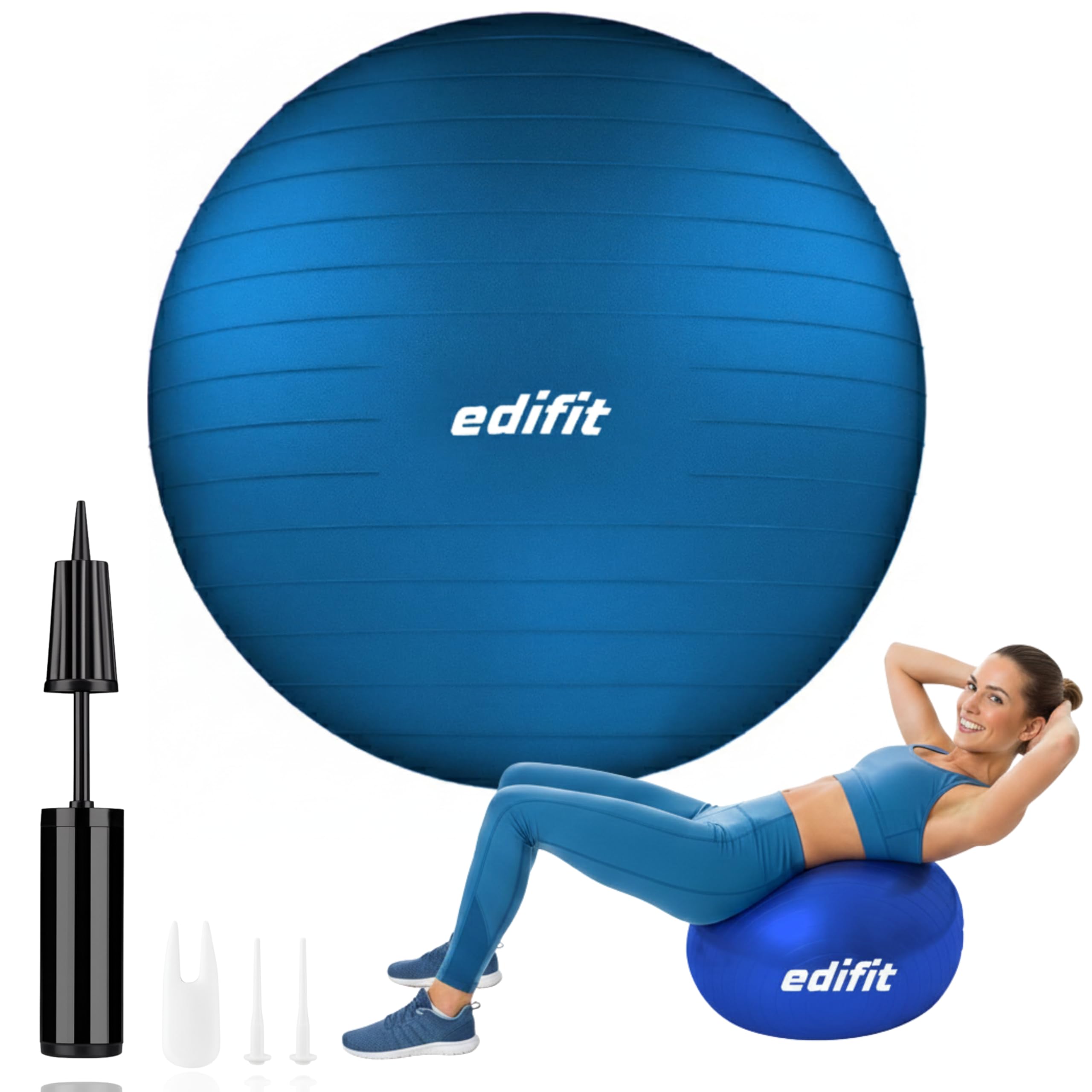 Pilates Ball, 55, 65 and 75 cm, Home Exercise, Includes Pump, Fitball, Pregnant, Yoga Accessories, Various Sizes