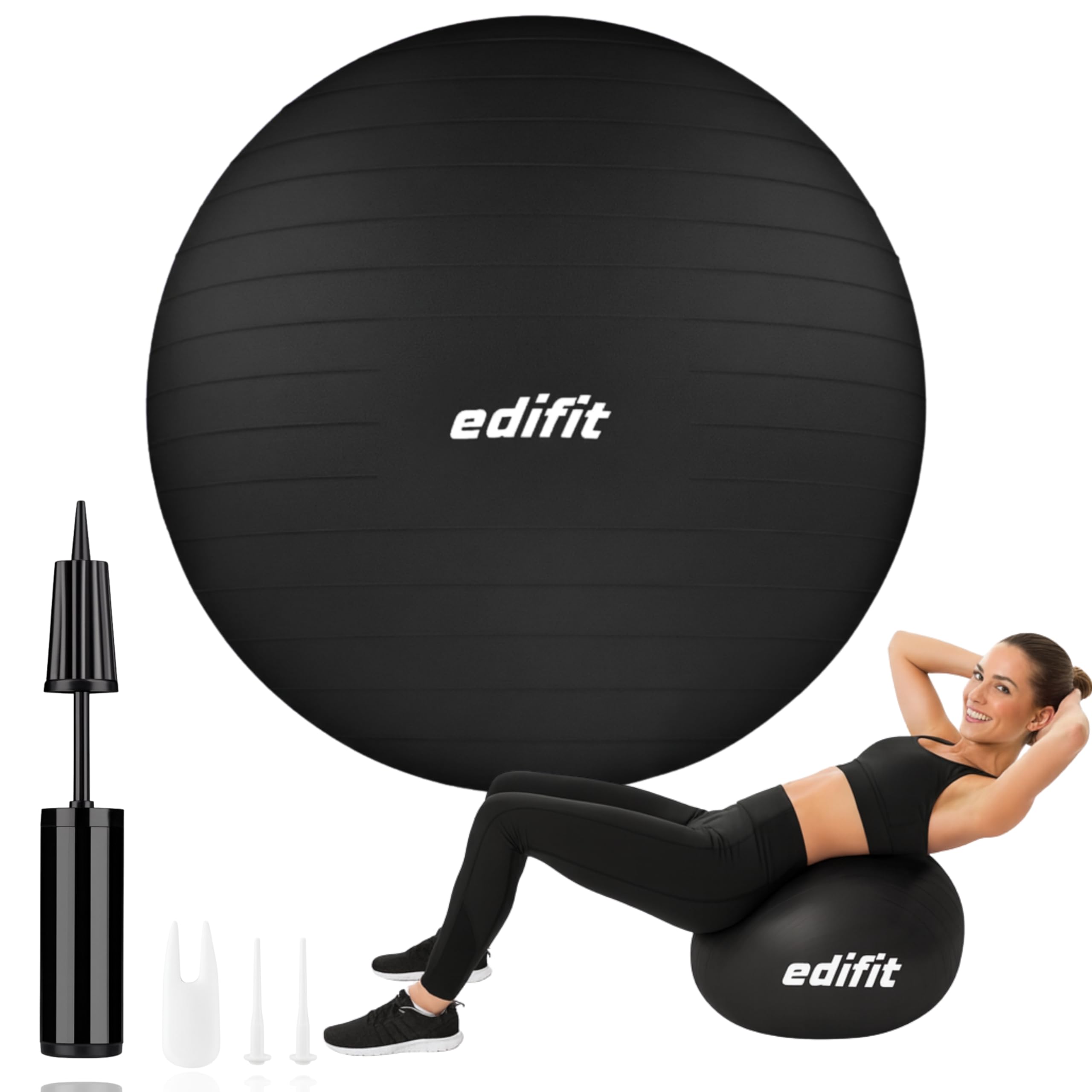 Pilates Ball, 55, 65 and 75 cm, Home Exercise, Includes Pump, Fitball, Pregnant, Yoga Accessories, Various Sizes