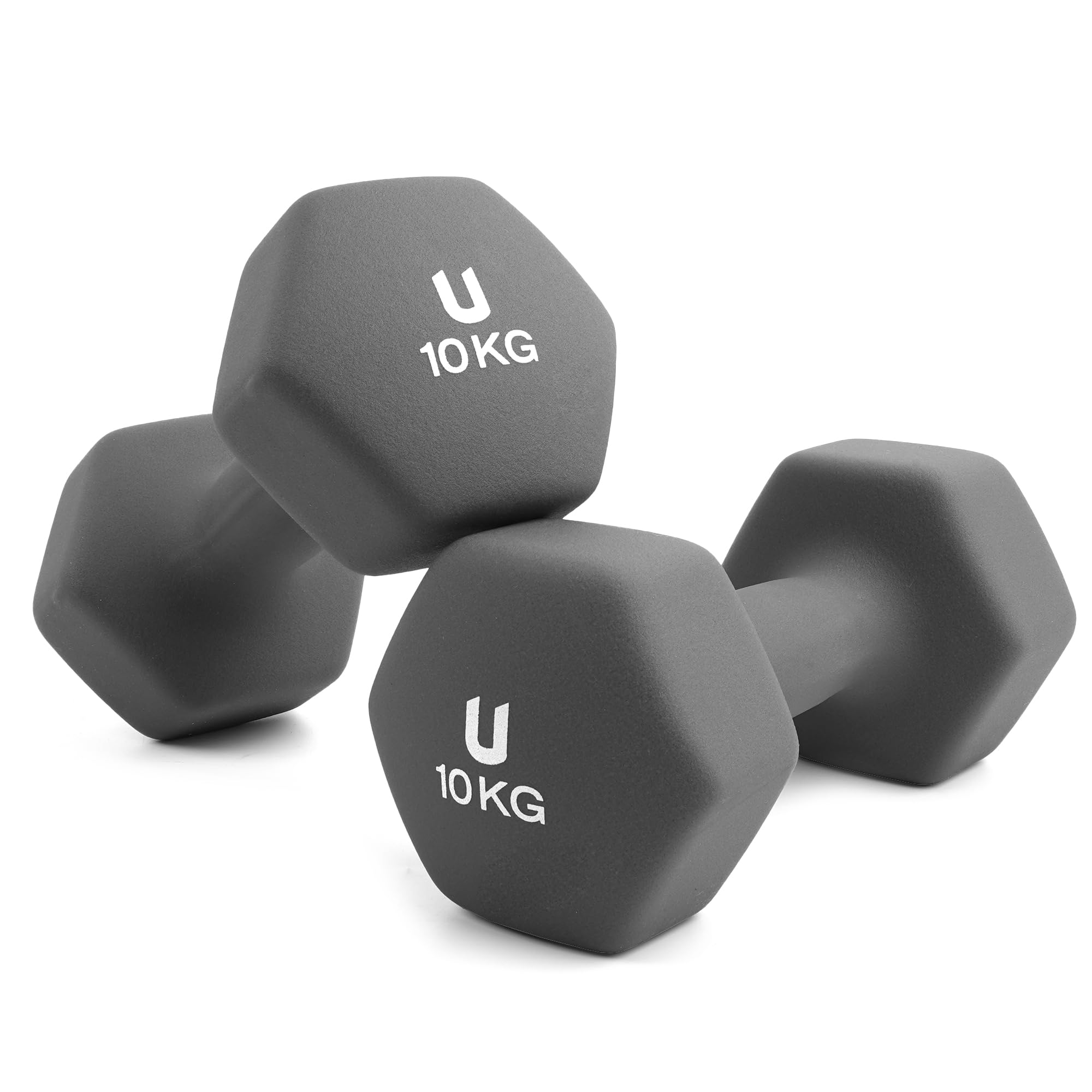 unycos - Non-slip dumbbells and dumbbells: Iron | Neoprene: from 1 kg to 10 kg - Soft to the touch for men and women, ergonomic design, anti-rolling, home gym, fitness
