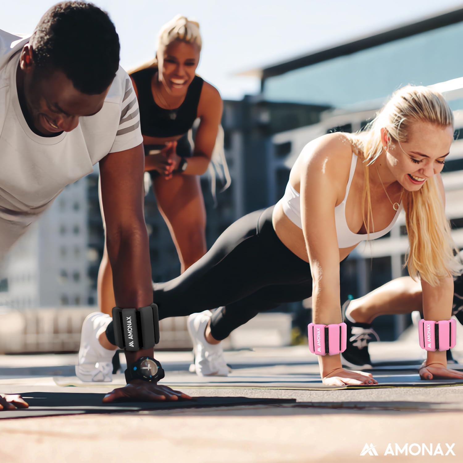 Amonax Adjustable Ankle Weights, Ankle Weights Gym Ankle Weights for Women and Men, 2 x 0.5 kg/1 kg Ankle Weights, Pilates Wrist Weights and Ankle Weights for Yoga, Dance