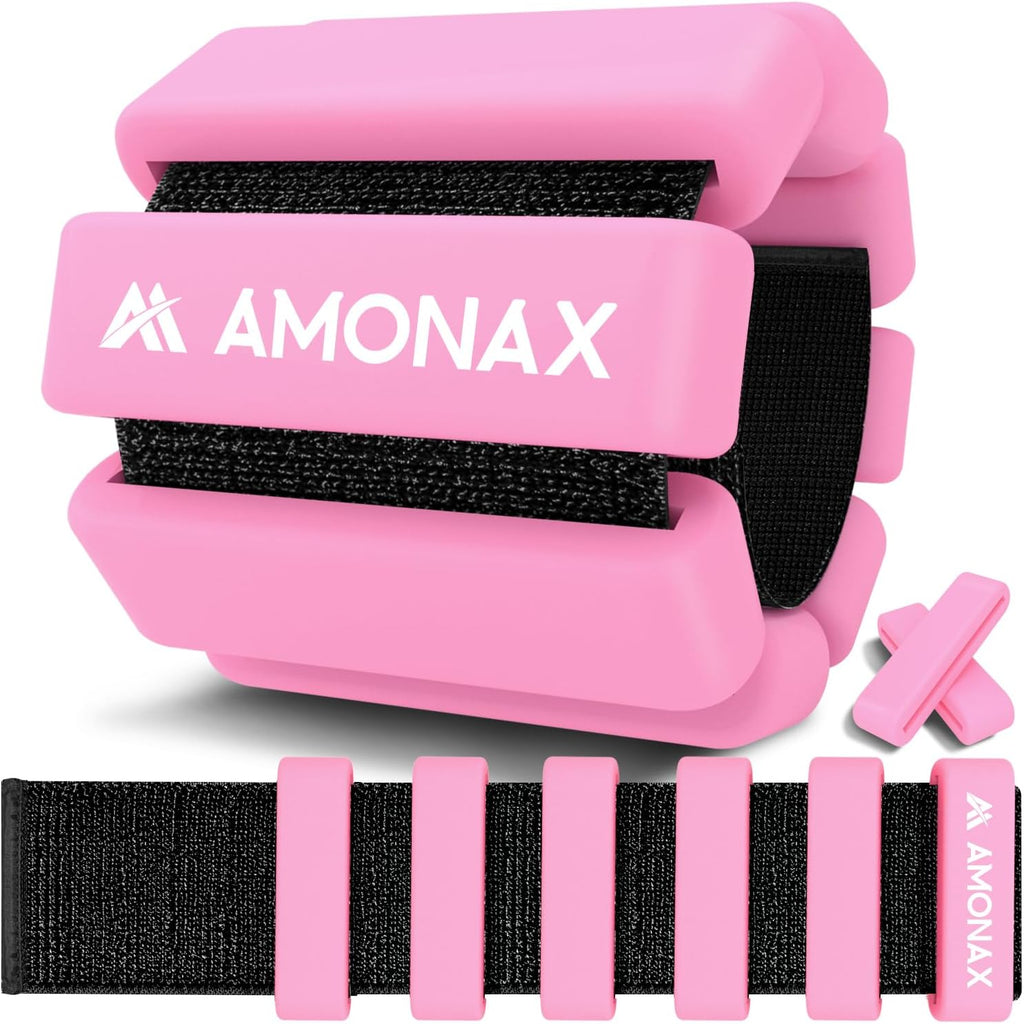 Amonax Adjustable Ankle Weights, Ankle Weights Gym Ankle Weights for Women and Men, 2 x 0.5 kg/1 kg Ankle Weights, Pilates Wrist Weights and Ankle Weights for Yoga, Dance