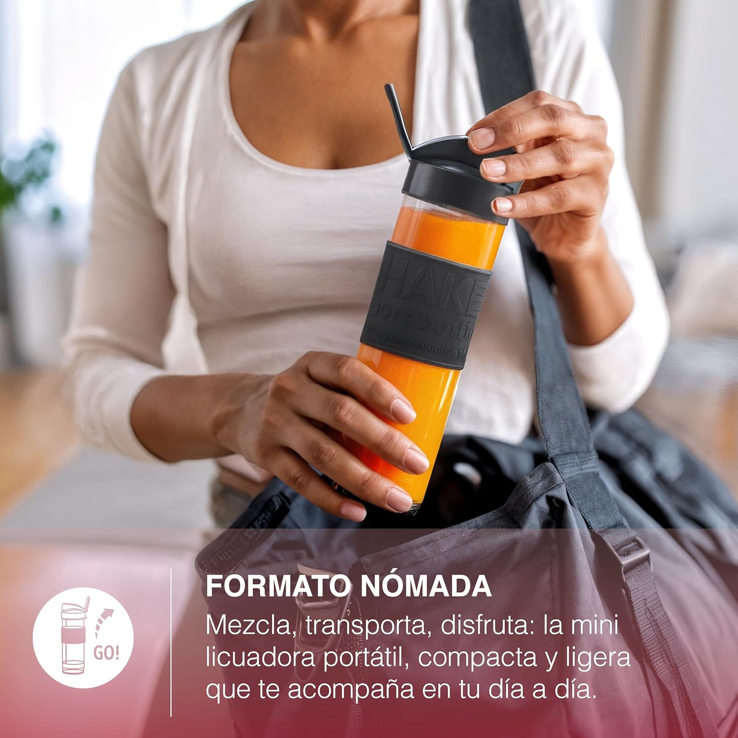 H.Koenig Mini Smoothie Maker Compact 570mL SMOO12 BPA-Free Powerful 300W, Smoothie Blender 2 Portable Bottles, 4 Stainless Steel Blades, Pastel Pink