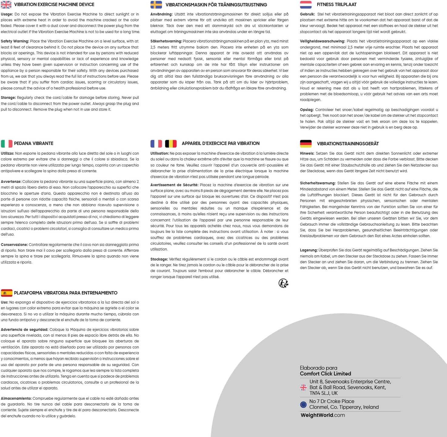 WeightWorld Vibration Platform – 99 Speeds, Massager, Bluetooth Speaker and Elastic Bands – Muscle Vibration Platform for Exercise at Home with Remote Control and 5 Programs