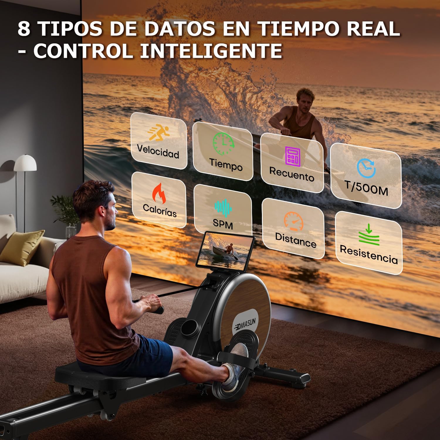 Home Rowing Machine, 16/32 Resistance Levels, Silent Magnetic Rowing with Main Stream App, Improved Double Rails for Added Stability