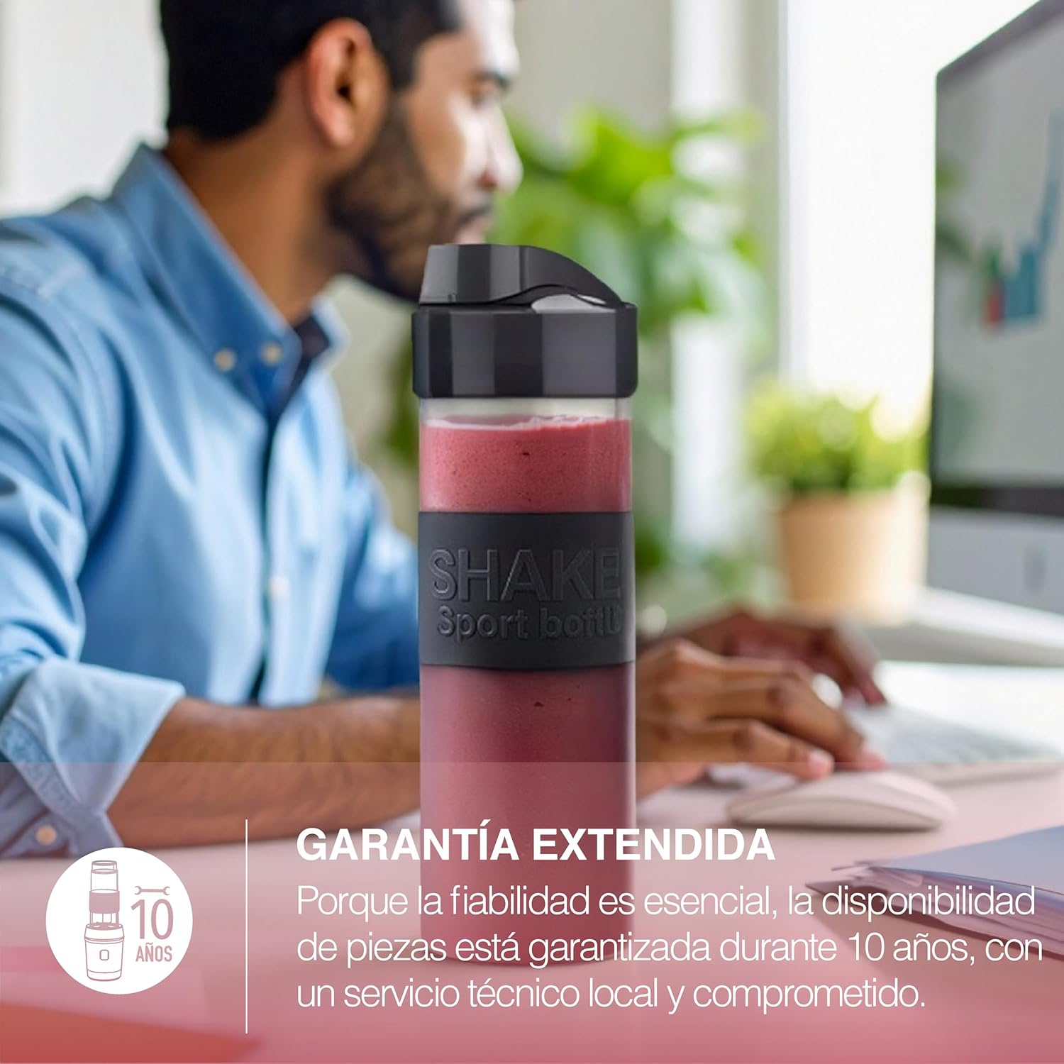 H.Koenig Mini Smoothie Maker Compact 570mL SMOO12 BPA-Free Powerful 300W, Smoothie Blender 2 Portable Bottles, 4 Stainless Steel Blades, Pastel Pink